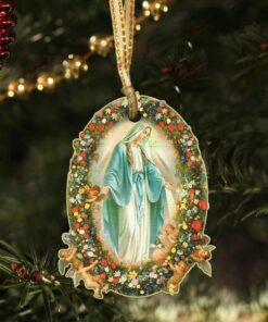 virgin mary wooden ornament pn610o 2481