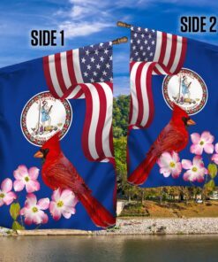 virginia state cardinal and dogwood flower flag mln1141fv44 2473