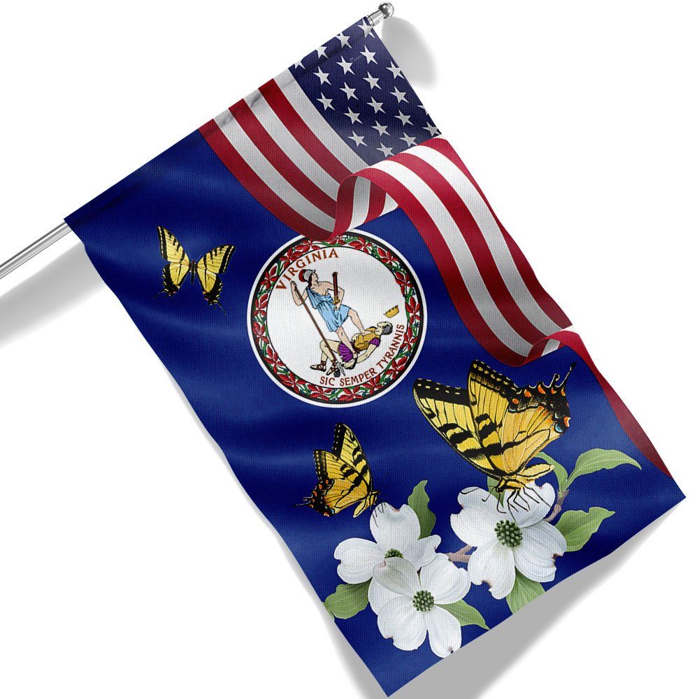 Virginia State Tiger Swallowtail Butterfly and Dogwood Flower Flag MLN1141Fv52 - Image 6