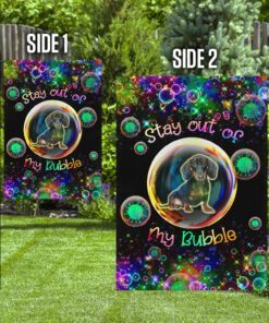 virus stay out of my bubble dachshund flag 2829