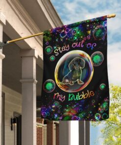Virus Stay Out Of My Bubble Dachshund Flag