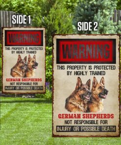 warning this property is protected by highly trained german shepherds flag 1447