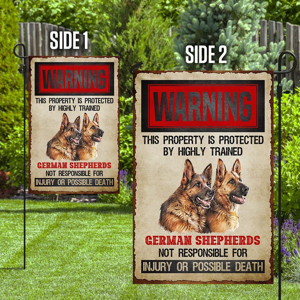 Warning This Property Is Protected  By Highly Trained German Shepherds Flag - Image 8