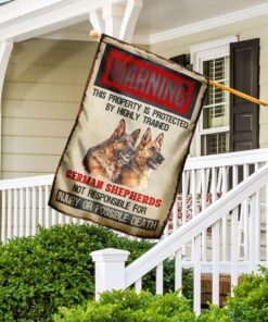 warning this property is protected by highly trained german shepherds flag 3417
