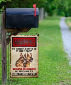 warning this property is protected by highly trained german shepherds flag 5149
