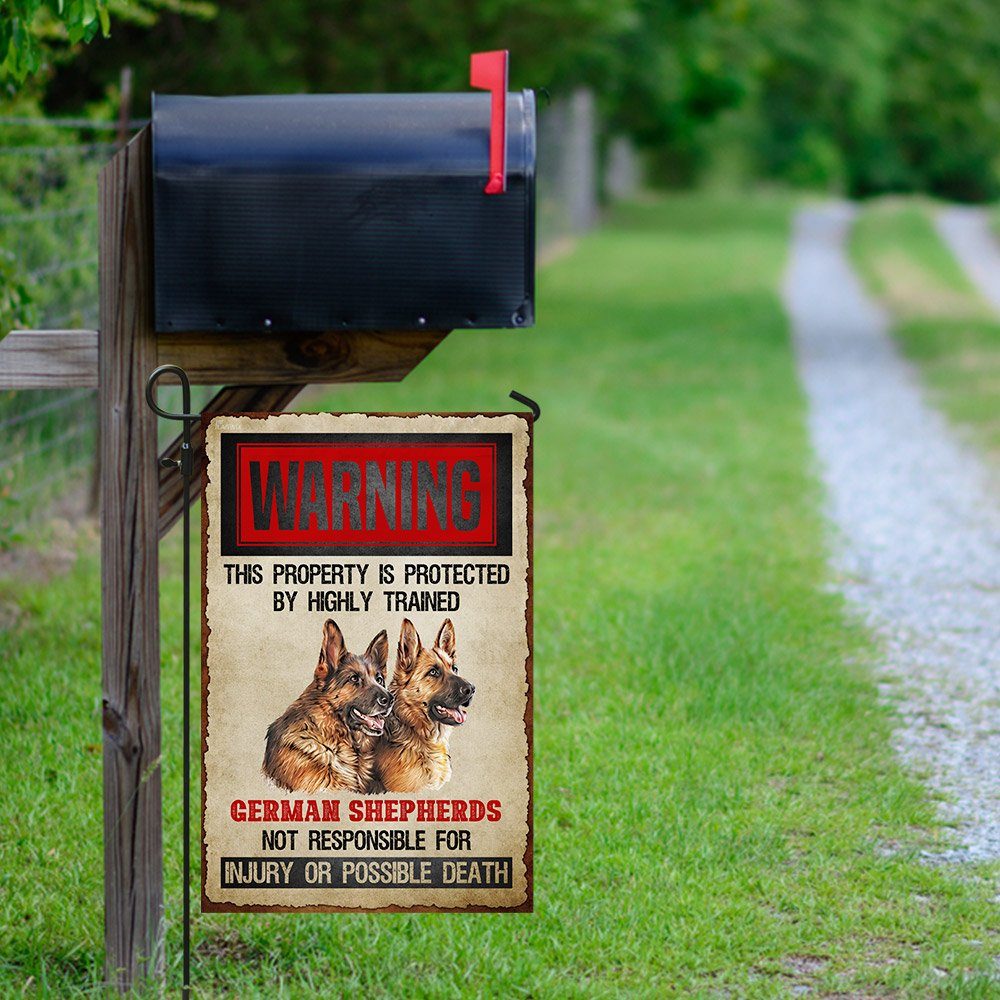 Warning This Property Is Protected  By Highly Trained German Shepherds Flag - Image 9