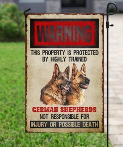 warning this property is protected by highly trained german shepherds flag 6014