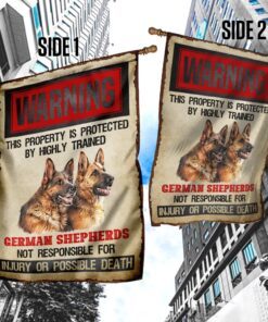 warning this property is protected by highly trained german shepherds flag 7501