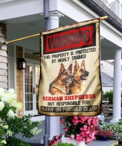 warning this property is protected by highly trained german shepherds flag 7912