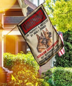 Warning This Property Is Protected  By Highly Trained German Shepherds Flag
