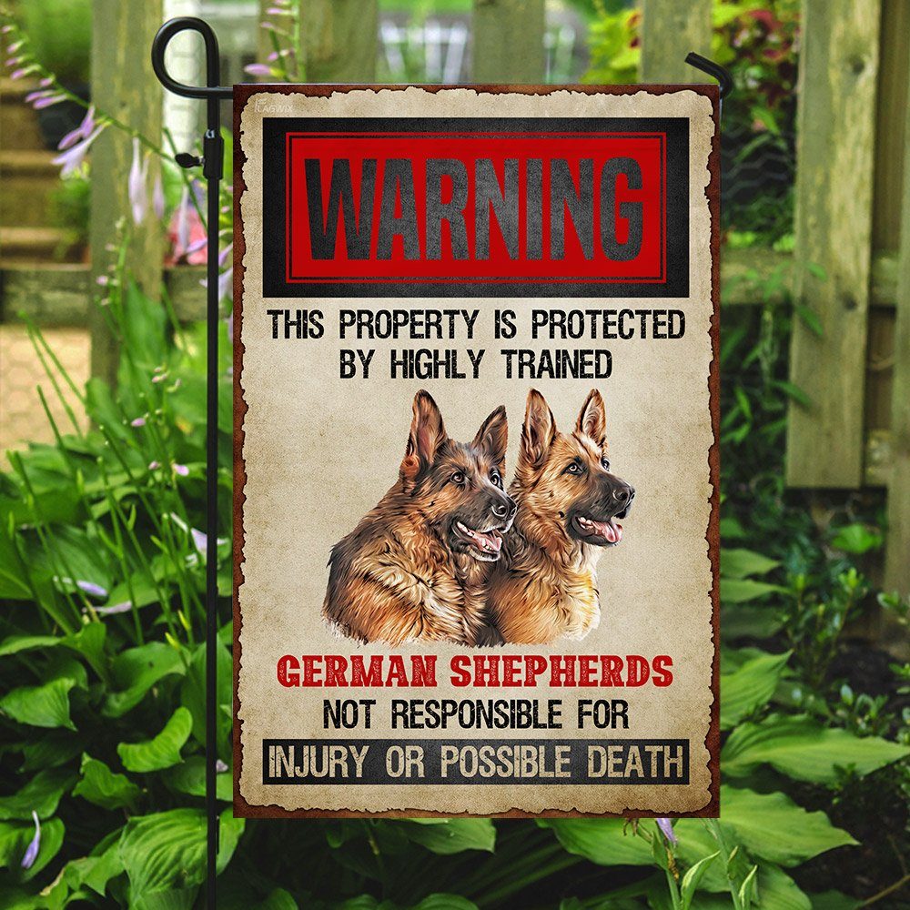 Warning This Property Is Protected  By Highly Trained German Shepherds Flag - Image 7