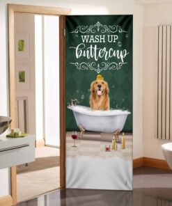 Wash Up Buttercup Golden Retriever Door Cover