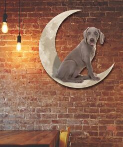 Weimaraner And Moon Hanging Metal Sign QNK879MSv9