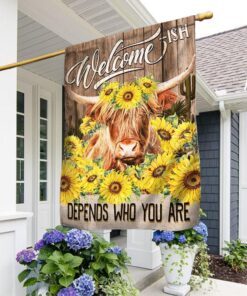 Welcome-Ish Highland Cattle Sunflower Flag TPT808F