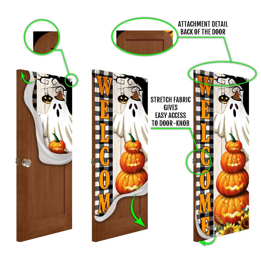 Welcome Fall Halloween Door Cover Pumpkin Ghost Decor TQN486D - Image 5
