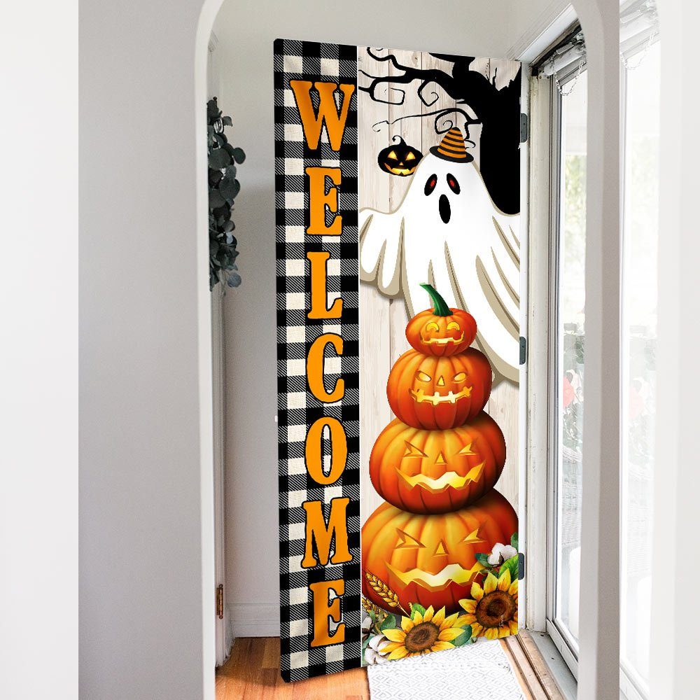 Welcome Fall Halloween Door Cover Pumpkin Ghost Decor TQN486D - Image 4