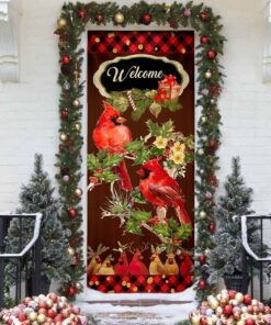 welcome home cardinal christmas door cover 4796