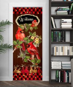 welcome home cardinal christmas door cover 6664