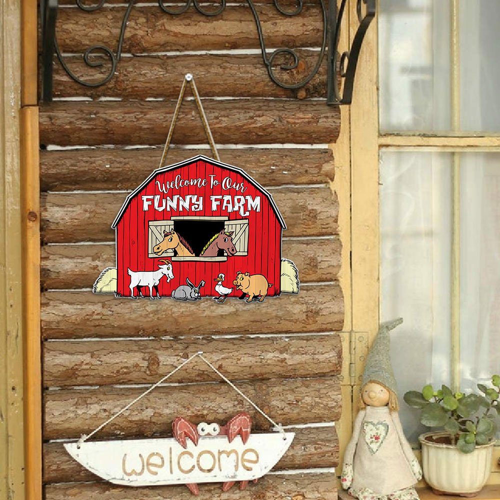 Welcome To Our Funny Farm Theme Custom Wooden Sign MBH106WD - Image 3