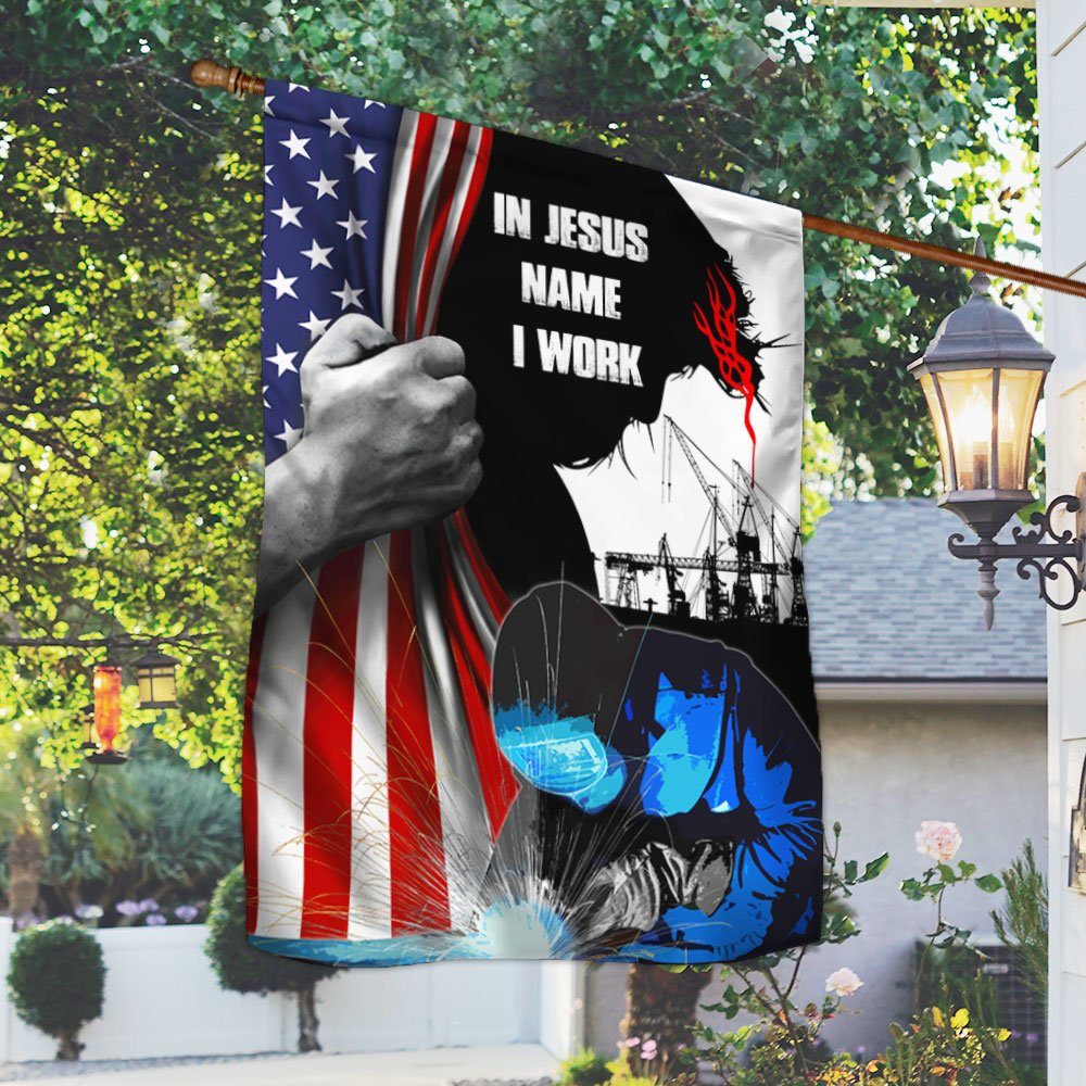 Welder U.S Flag In Jesus Name I Work MLN33F