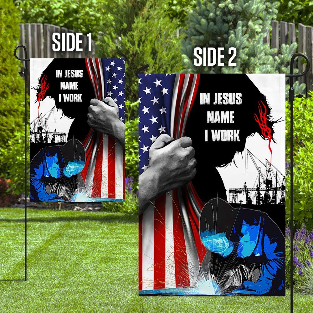 Welder U.S Flag In Jesus Name I Work MLN33F - Image 6