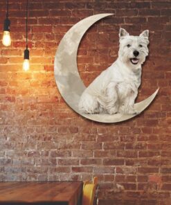 West Highland Terrier Dog And Moon Hanging Metal Sign QNK879MSv44