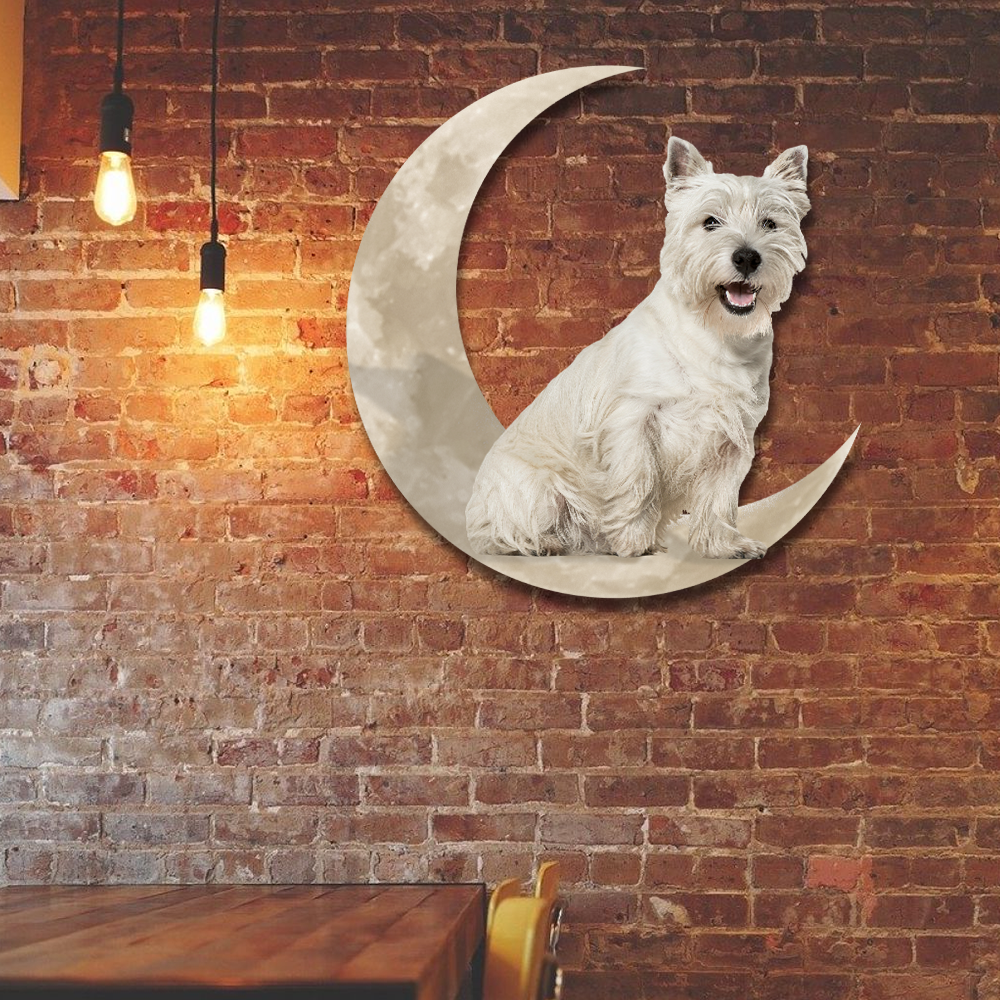 West Highland Terrier Dog And Moon Hanging Metal Sign QNK879MSv44