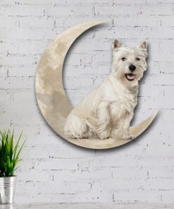 west highland terrier dog and moon hanging metal sign qnk879msv44 6411