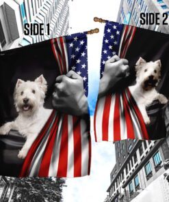 west highland white terrier american us flag 5693