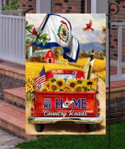 west virginia. take me home country roads, sunflower red truck, christian cross american flag tpt192fv2 4456