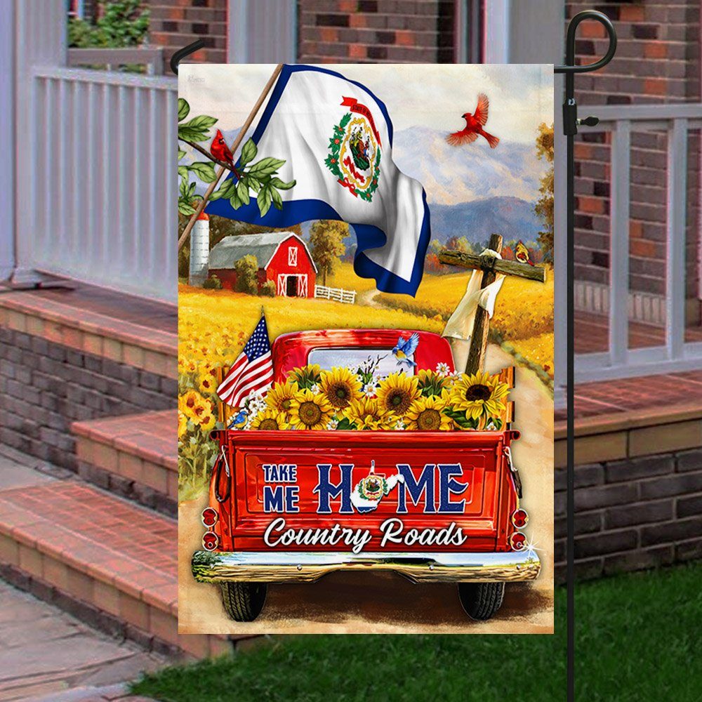 West Virginia. Take Me Home Country Roads, Sunflower Red Truck, Christian Cross American Flag TPT192Fv2 - Image 6