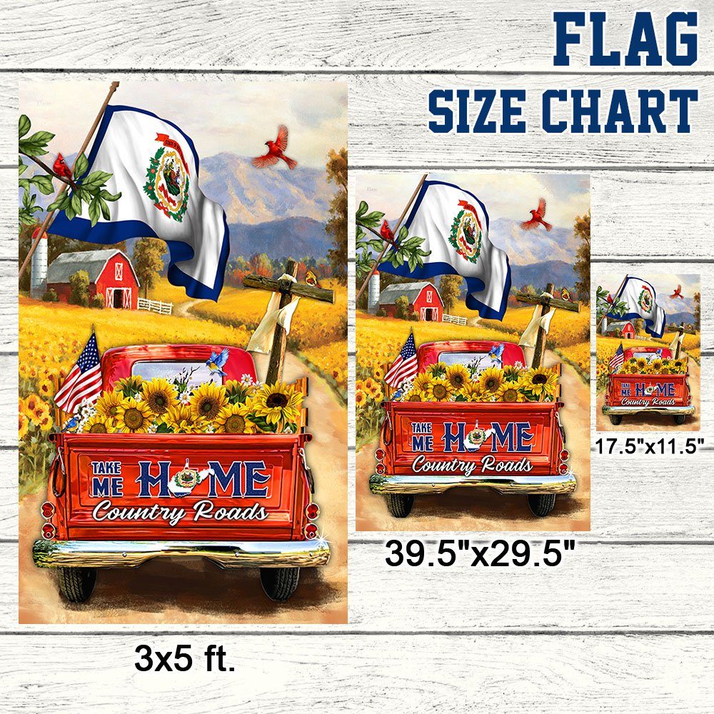 West Virginia. Take Me Home Country Roads, Sunflower Red Truck, Christian Cross American Flag TPT192Fv2 - Image 8