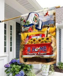 West Virginia. Take Me Home Country Roads, Sunflower Red Truck, Christian Cross American Flag TPT192Fv2