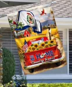 west virginia. take me home country roads, sunflower red truck, christian cross american flag tpt192fv2 8154