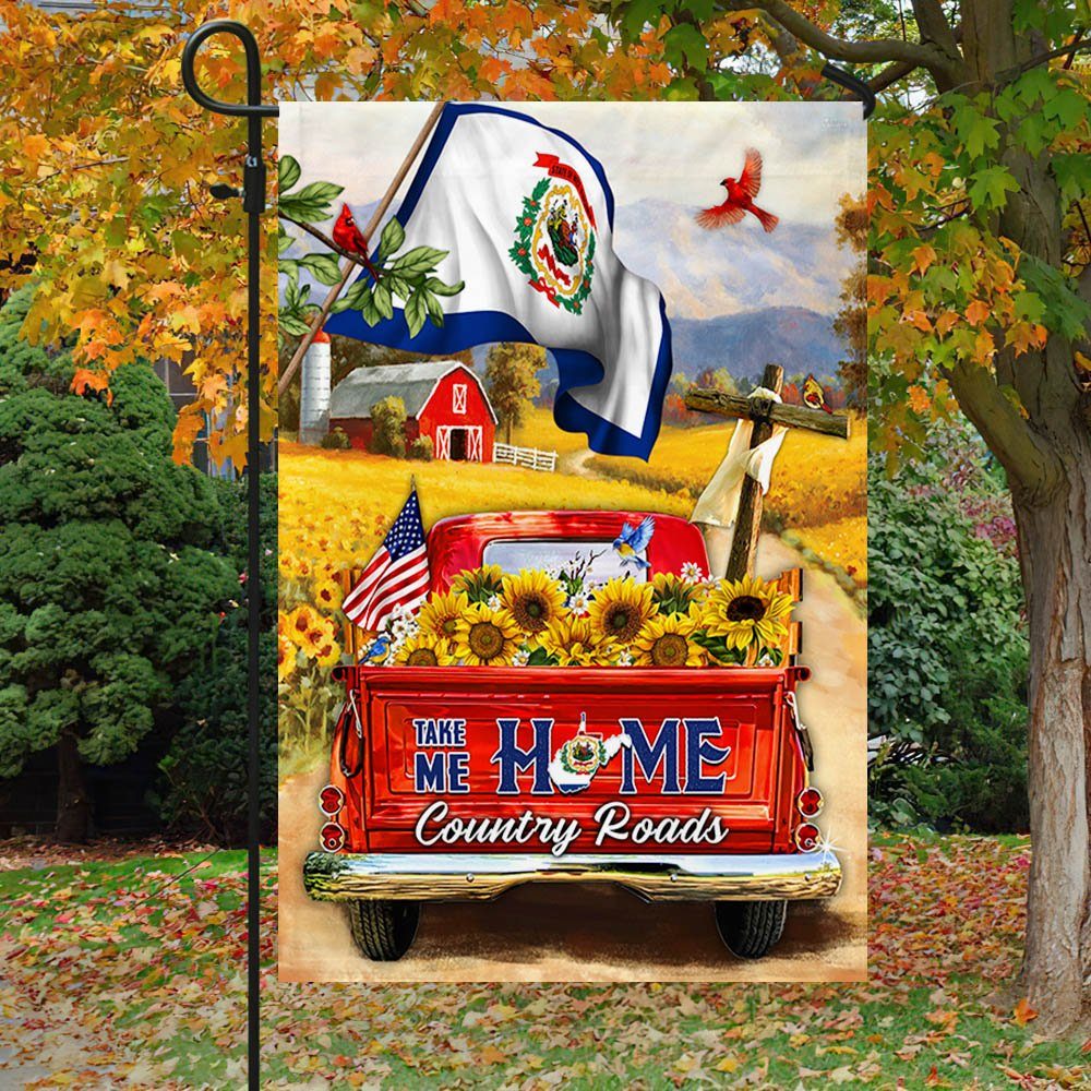 West Virginia. Take Me Home Country Roads, Sunflower Red Truck, Christian Cross American Flag TPT192Fv2 - Image 5