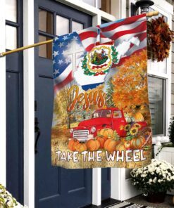 West Virginia Flag Jesus Take The Wheel Halloween Flag LHA1706F
