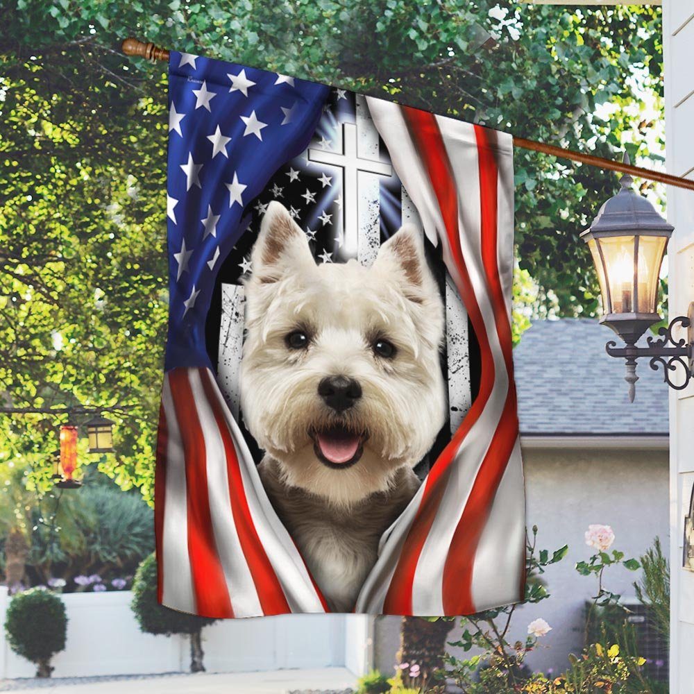 Westie Flag West Highland White Terrier Dog Lover American Flag QTR60Fv1 - Image 2