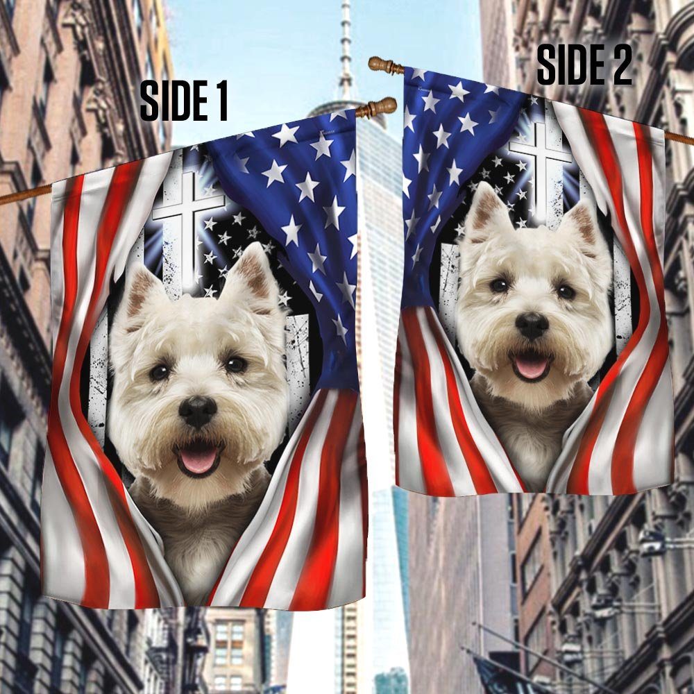 Westie Flag West Highland White Terrier Dog Lover American Flag QTR60Fv1 - Image 3