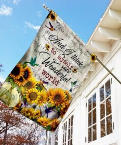 what a wonderful world sunflower hummingbird flag 3467