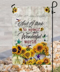 what a wonderful world sunflower hummingbird flag 4959