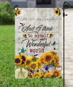 what a wonderful world sunflower hummingbird flag 6139