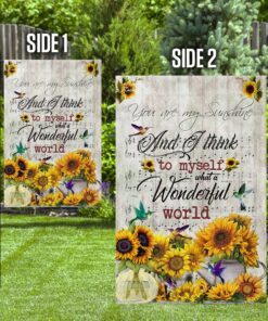 what a wonderful world sunflower hummingbird flag 7744