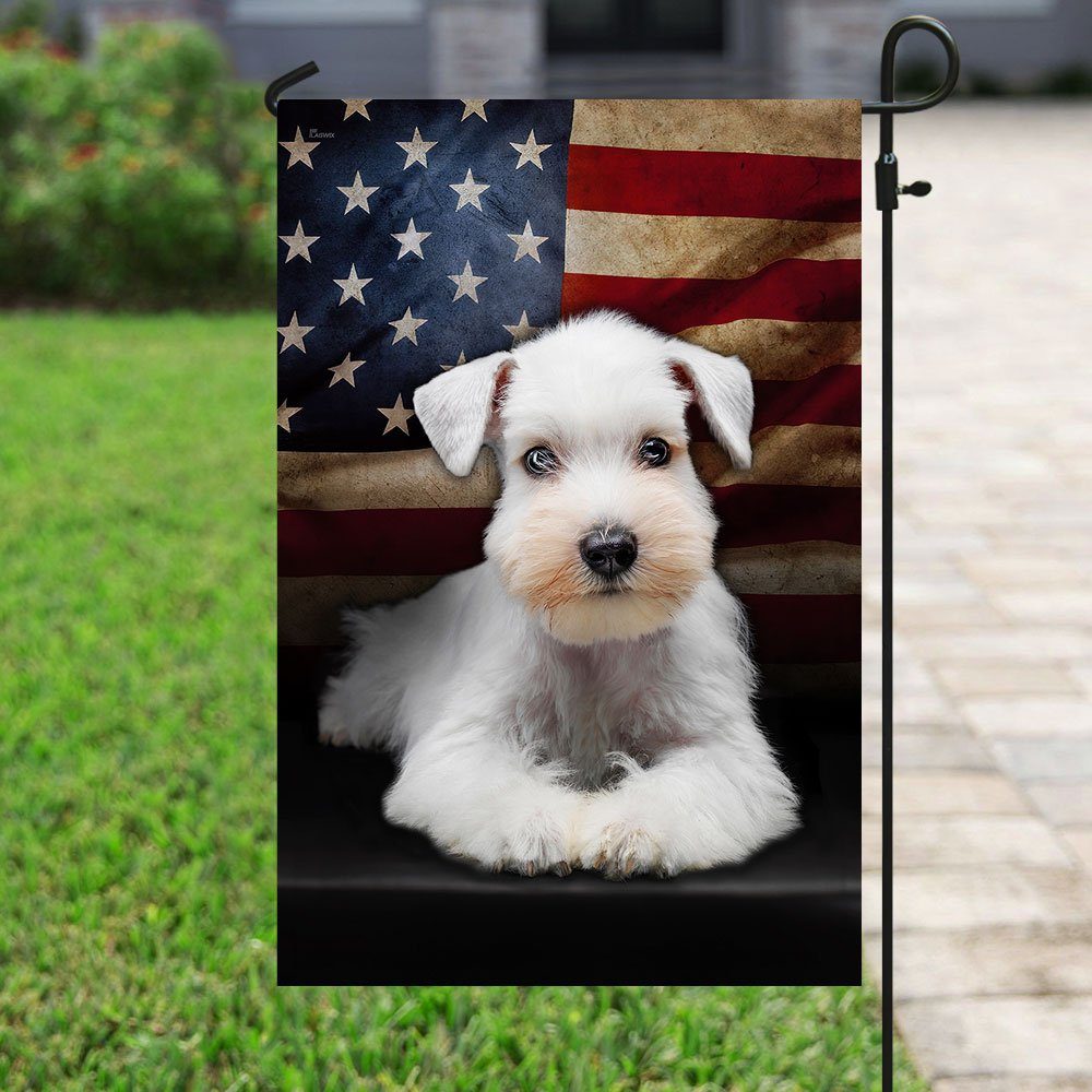 White Miniature Schnauzer American Flag Flagwix™ The US Schnauzer Flag - Image 6