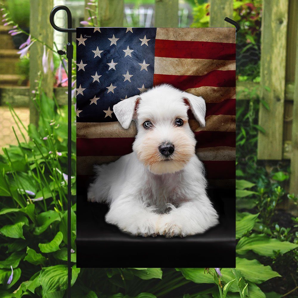 White Miniature Schnauzer American Flag Flagwix™ The US Schnauzer Flag - Image 7
