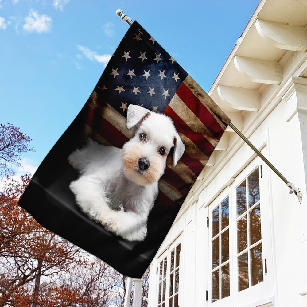 White Miniature Schnauzer American Flag Flagwix™ The US Schnauzer Flag - Image 3