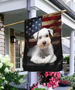 White Miniature Schnauzer American Flag Flagwix™ The US Schnauzer Flag