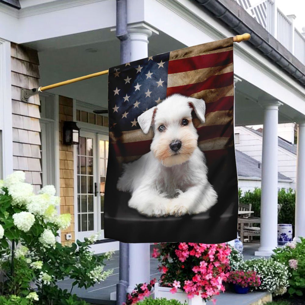 White Miniature Schnauzer American Flag Flagwix™ The US Schnauzer Flag