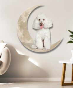 white toy poodle dog and moon hanging metal sign qnk879msv27a 3392