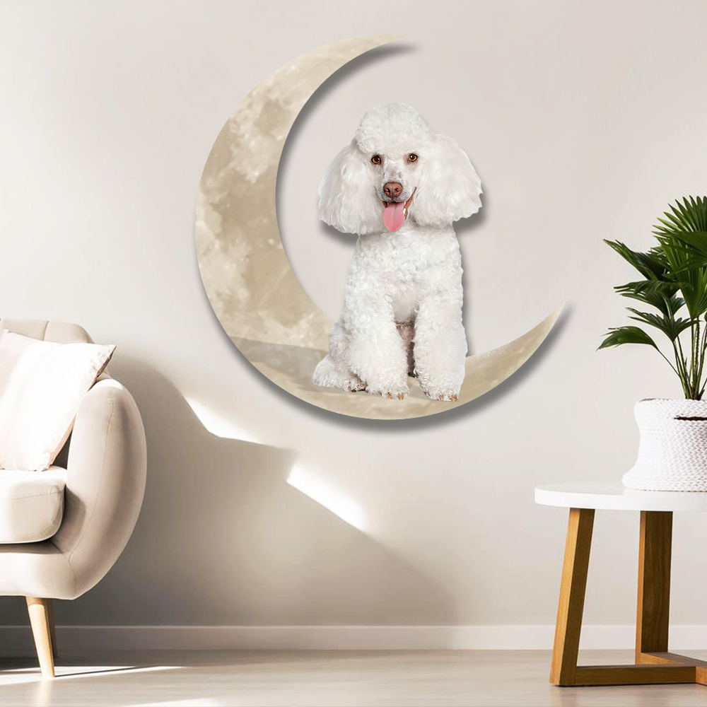 White Toy Poodle Dog And Moon Hanging Metal Sign QNK879MSv27a - Image 3