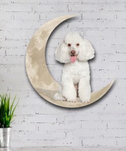 white toy poodle dog and moon hanging metal sign qnk879msv27a 6263
